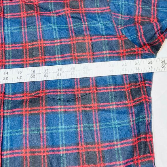 Vintage Pendleton Mens XL Red Blue Plaid Shirt Wool Long Sleeve Woolen Mills - Picture 10 of 11